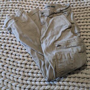Duluth Trading Mens Khaki Flex Fire Hose Canvas Carpenter Pants - 36x32 - Used